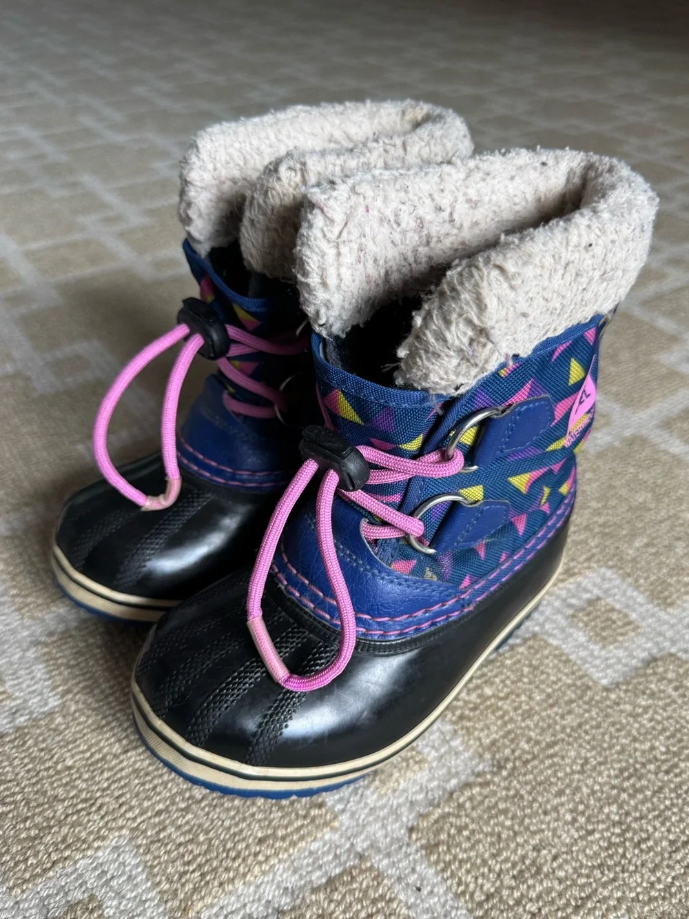 Sorel Yoot Pac Nylon Waterproof Insulated Snow Boots Blue Pink Girls Size 10